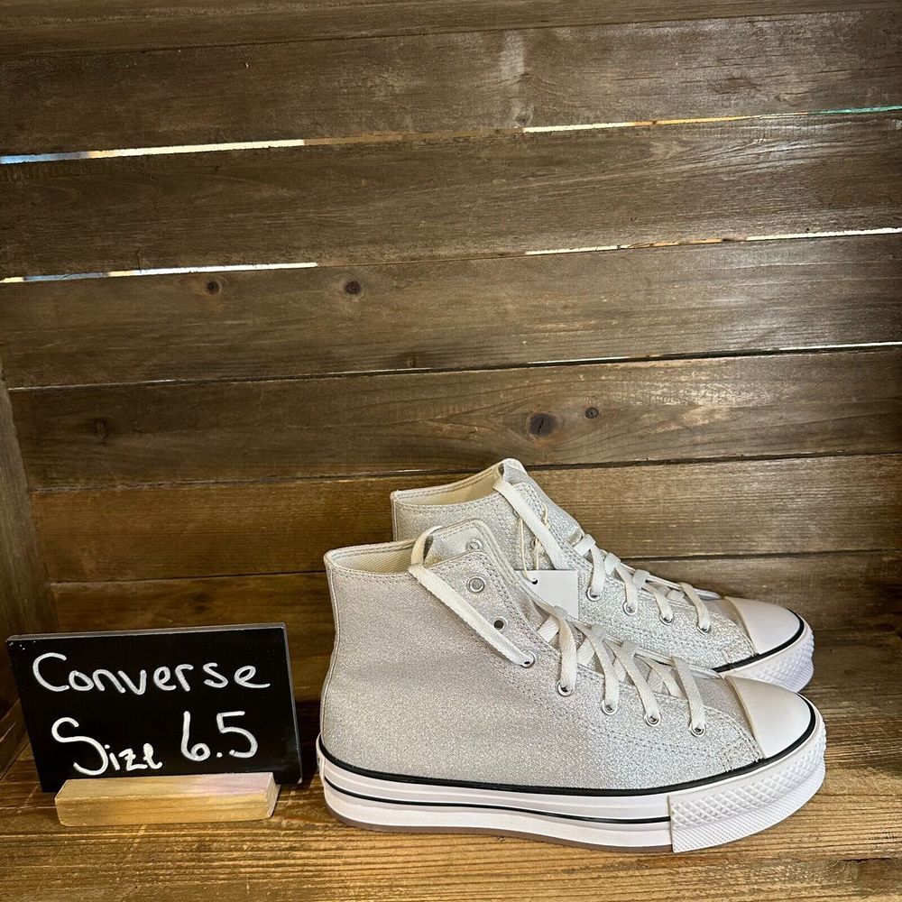 NIB Big Kids Converse CTAS EVA Lift High Silver Glitter Sneakers Shoes Size‎ 6.5